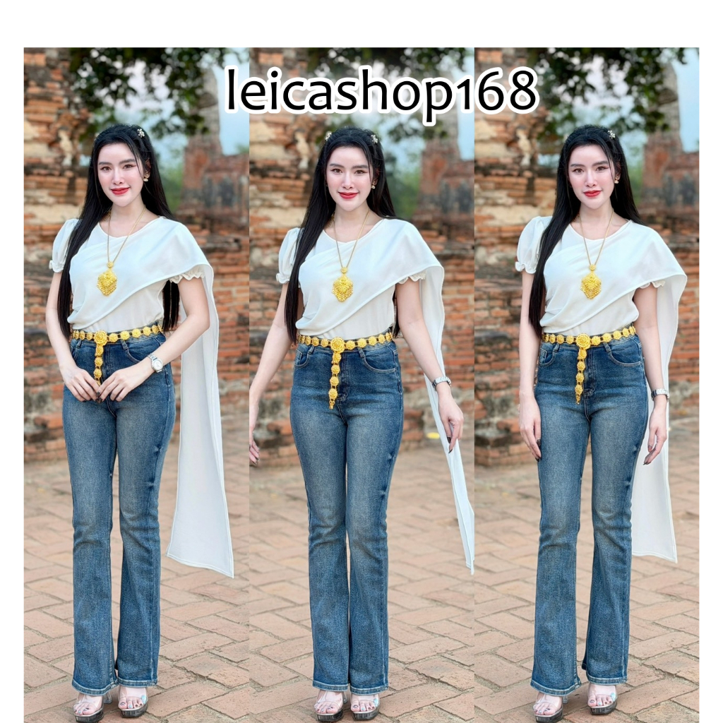 สินค้าพร้อมส่ง (เฉพาะเสื้อสไบ) เสื้อสไบประยุคสำเร็จรูป ผ้าวูลเวฟ แขนตุ๊กตา ใส่แมท งานบุญ งานบวช งานเทศกาล  A7664