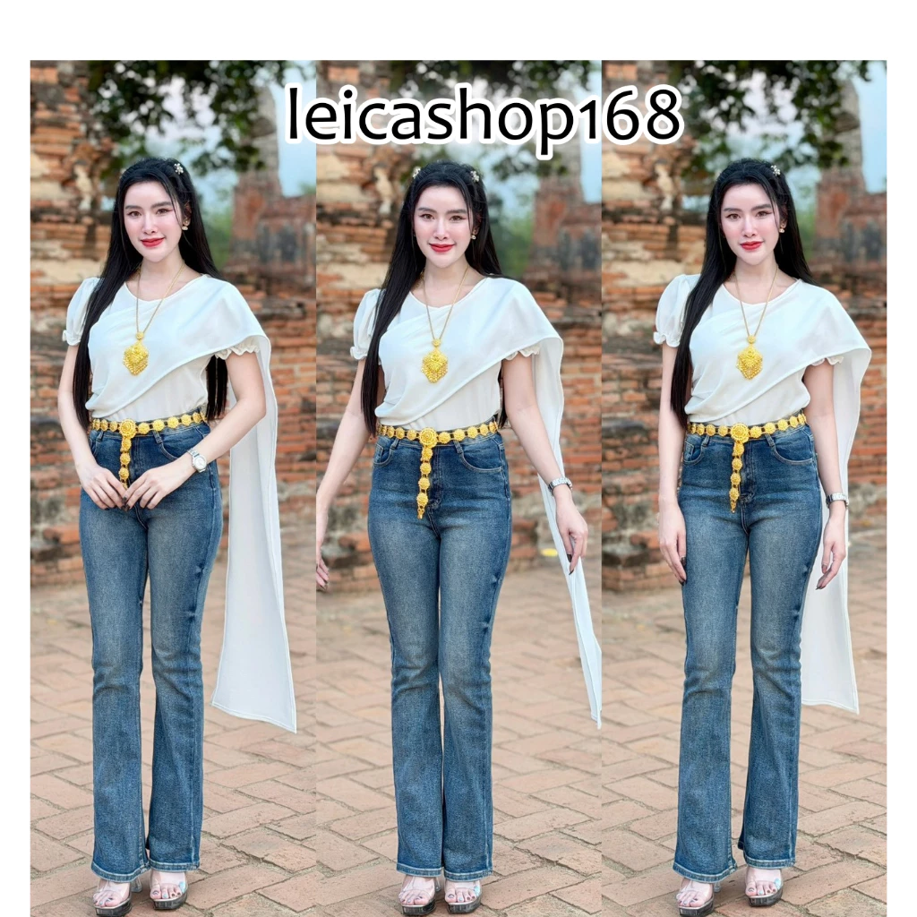 สินค้าพร้อมส่ง (เฉพาะเสื้อสไบ) เสื้อสไบประยุคสำเร็จรูป ผ้าวูลเวฟ แขนตุ๊กตา ใส่แมท งานบุญ งานบวช งานเทศกาล A7664