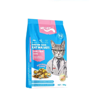 MR.VET อาหารแมว 10 กิโล ผสมฟรีซดราย สูตร T2-บำรุงขน Hair & Skin สำหรับแมวทุกวัย