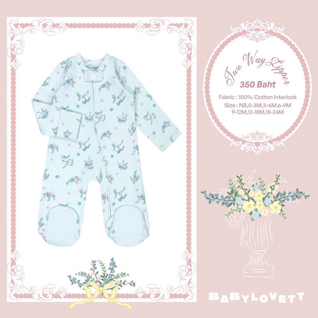 [Babylovett] 22 Villa Fontaine - Two-Way Zipper ชุดนอนคลุมเท้า