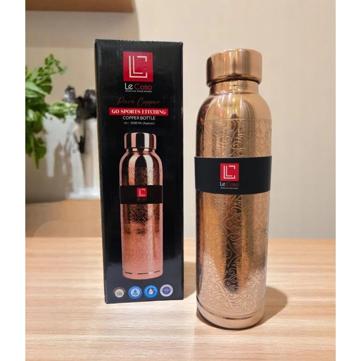 Le Casa Pure Copper Bottle 1000ml กระติกน้ำทองแดง ขวดทองแดงอินเดีย 1000 มล.