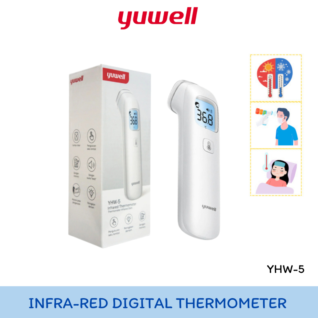 Yuwell Infrared Thermometer เครื่องวัดอุณหภูมิร่างกายอินฟาเรด YHW-5 (1 Year Warranty.)