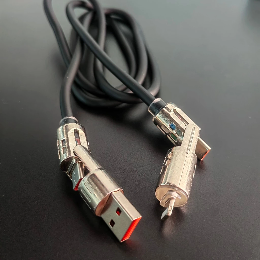 สายชาร์จเร็ว 4in1 Fast Charge 240w สายชาร์จมือถือ แสงไฟ RGB สายชาร์จTYPE C USB