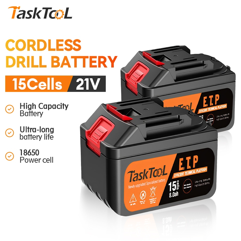 TASKTOOL แบตเตอรี่ลิเธียม 21V 6000 mAh ของ 5 Cells 10 Cells 15 Cells Lithium-ion battery แบตสว่านไร้สาย