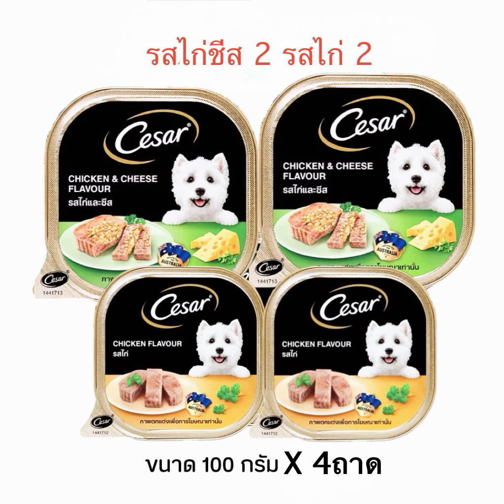 Cesar ซีซาร์ อาหารเปียก สำหรับสุนัข 4 ถาด