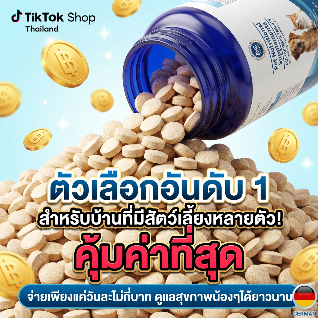 [พร้อมส่ง] วิตามินรวม สุนัข แมว (200 เม็ด) บำรุงขน ลดขนร่วง เสริมภูมิคุ้มกัน ช่วยเจริญอาหาร วิตามินหมา วิตามินแมว ราคา ถูกที่สุด ดีลบีเคเค แกลเลอรีภาพที่ 7