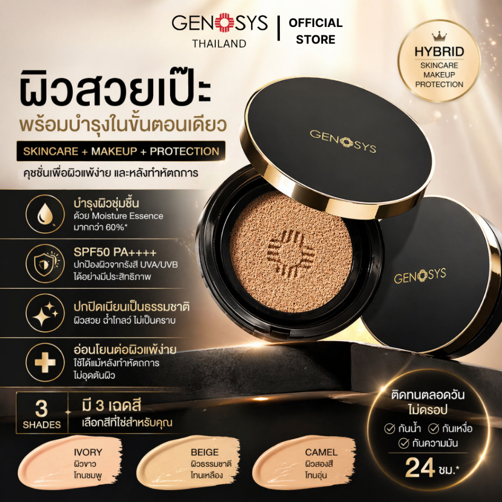 Genosys - Skin Caring Blemish Balm Cushion คุชชั่นบีบี SPF50+ PA++++ ปกปิดผิว ชุ่มชื้น พร้อมรีฟิล 15