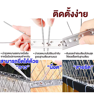 🐦หนามกันนก​ หนามไล่นก สแตนเลส304 ยาว50ซม. (10ชิ้น) กันนกพิราบ แมว กันนกเกาะ หนามไล่นก