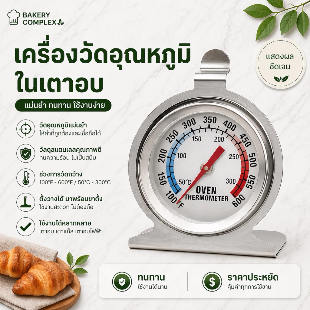 🚚ส่งฟรี🔥 เครื่องวัดอุณหภูมิเตาอบ สแตนเลส Oven Thermometer วัดแม่นยำ ทนร้อน ใช้ง่าย ไม่เป็นสนิม ตัวช่วยให้ขนมอร่อยขึ้น