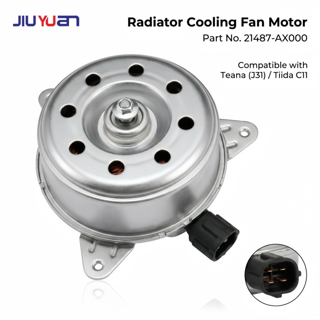 JIUYUAN พัดลมมอเตอร์สำหรับนิสสัน มอเตอร์พัดลมหม้อน้ำ รหัส 21487-AX000 สำหรับ NISSAN TEANA J31/TIIDA C11