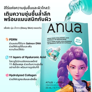 [ซื้อครบ 12 ชิ้น ลด 50% คละสูตรได้] KPop Demon Hunters x Anua PDRN Serum Mask อานัว แผ่นมากส์หน้าเซรั่มฟ้า PDRN