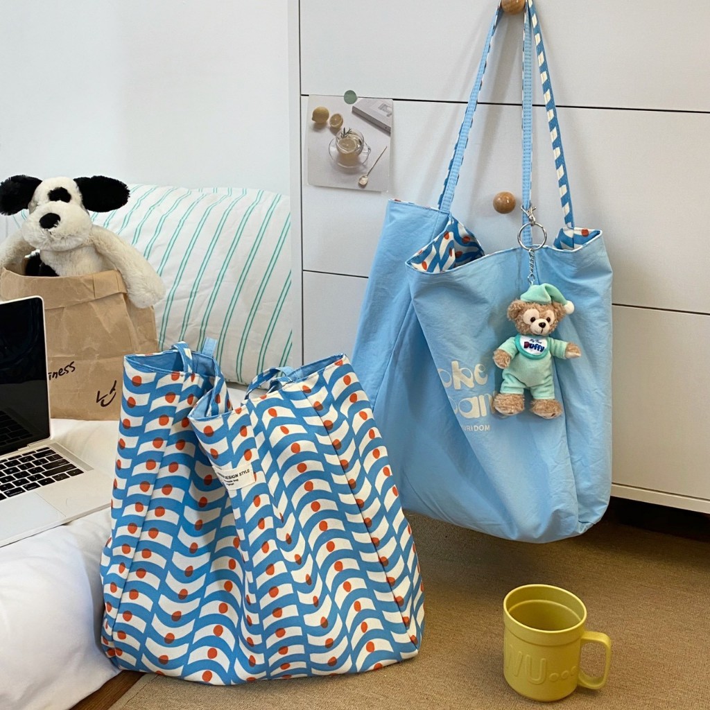 กระเป๋าผ้าไนลอนลายตารางสองด้านDoubleFace bag(S8108)
