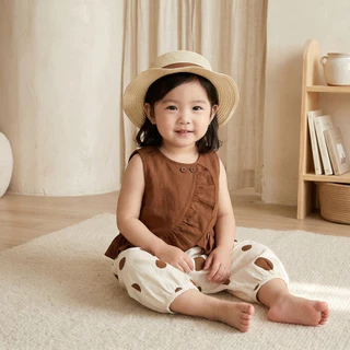 Hania kids พร้อมส่ง ชุดเซ็ตเด็กผู้หญิง 3 ชิ้น สีน้ำตาลครีม ลุคคุณหนูน้อย เสื้อผ้าแฟชั่นเด็ก- K4125014