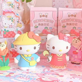 8 ชิ้น/ชุด ฟิกเกอร์ Sanrio Kitty ขนาด 6-7 ซม. ไดอารี่เจ้าหญิงน่ารัก ชุดแต่งตัว อนิเมะ โมเดลของเล่น ของตกแต่งเดสก์ท็อป