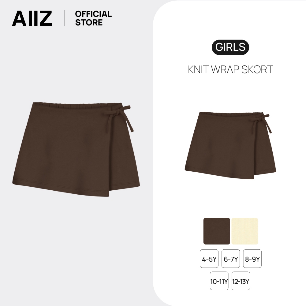 AIIZ (เอ ทู แซด) - AIIZ กางเกงกระโปรงเด็กผู้หญิงทรงป้าย AIIZ Girl's Knit Wrap Skort