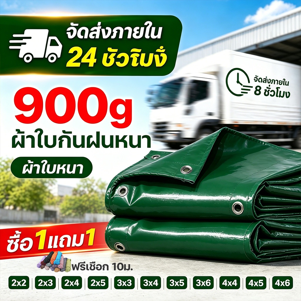 ผ้าใบกันฝน PVC คุณภาพเยอรมัน หนาพิเศษ 500% กันแดด กันฝน ทนฉีกขาด ทนกัดกร่อน สำหรับโรงรถ ระเบียง