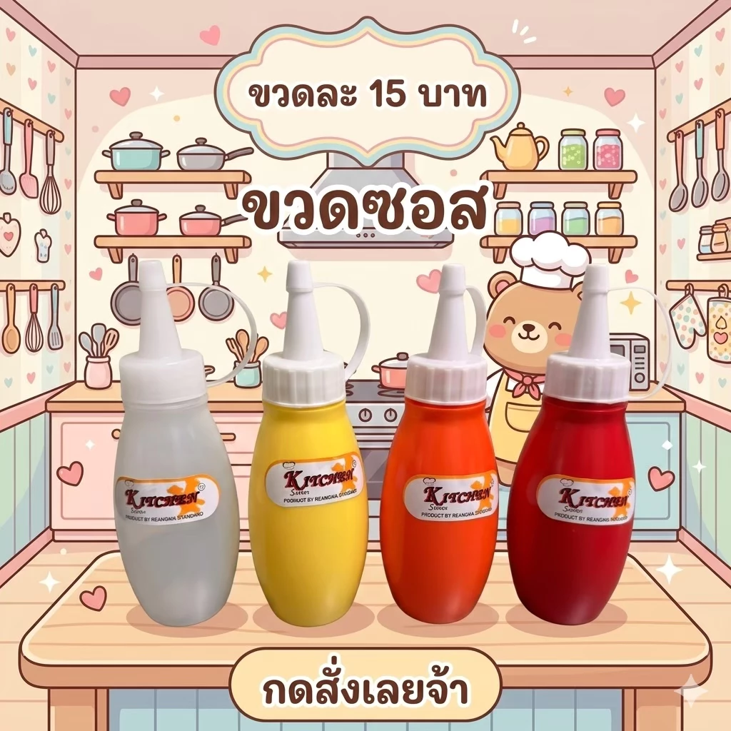 ขวดใส่ซอส ใส่น้ำปลา น้ำมันพืช