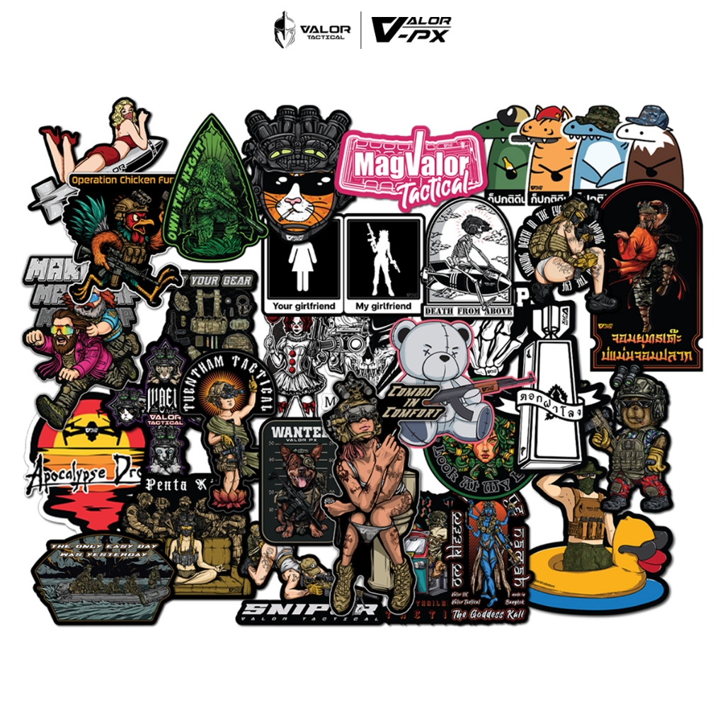 VALOR PX - Sticker สติกเกอร์ กันน้ำ สติ๊กเกอร์ติดรถ 35 ลายให้เลือก สําหรับติดตกแต่งรถ ขวดน้ำ VALOR T