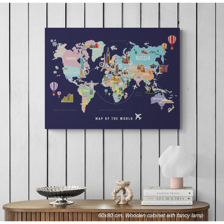 Tommy Gift Magnetic Board บอร์ดแม่เหล็ก World New Color Map of the world 3 ขนาด รุ่นแขวนผนัง