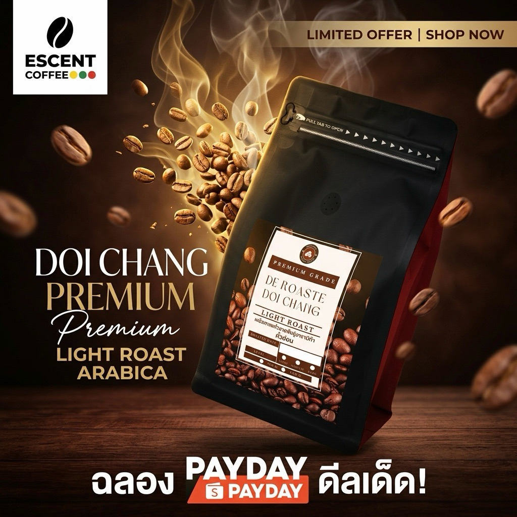 เมล็ดกาแฟดอยช้างอาราบิก้า คั่วอ่อน - เกรดพรีเมียม ขนาด 500 กรัม