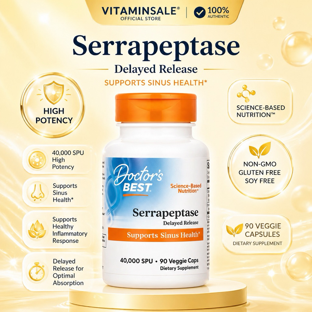 Doctor's Best Serrapeptase 40,000 SPU 90 Veggie Caps เอนไซม์จากธรรมชาติในแคปซูลวีแกน