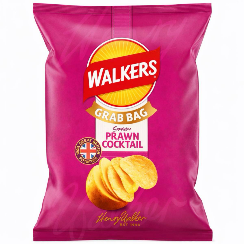 Walkers Prawn Cocktail Crisps 32.5G วอล์คเกอร์ส มันฝรั่งทอดกรอบ ขนม ขนมขบเคี้ยว