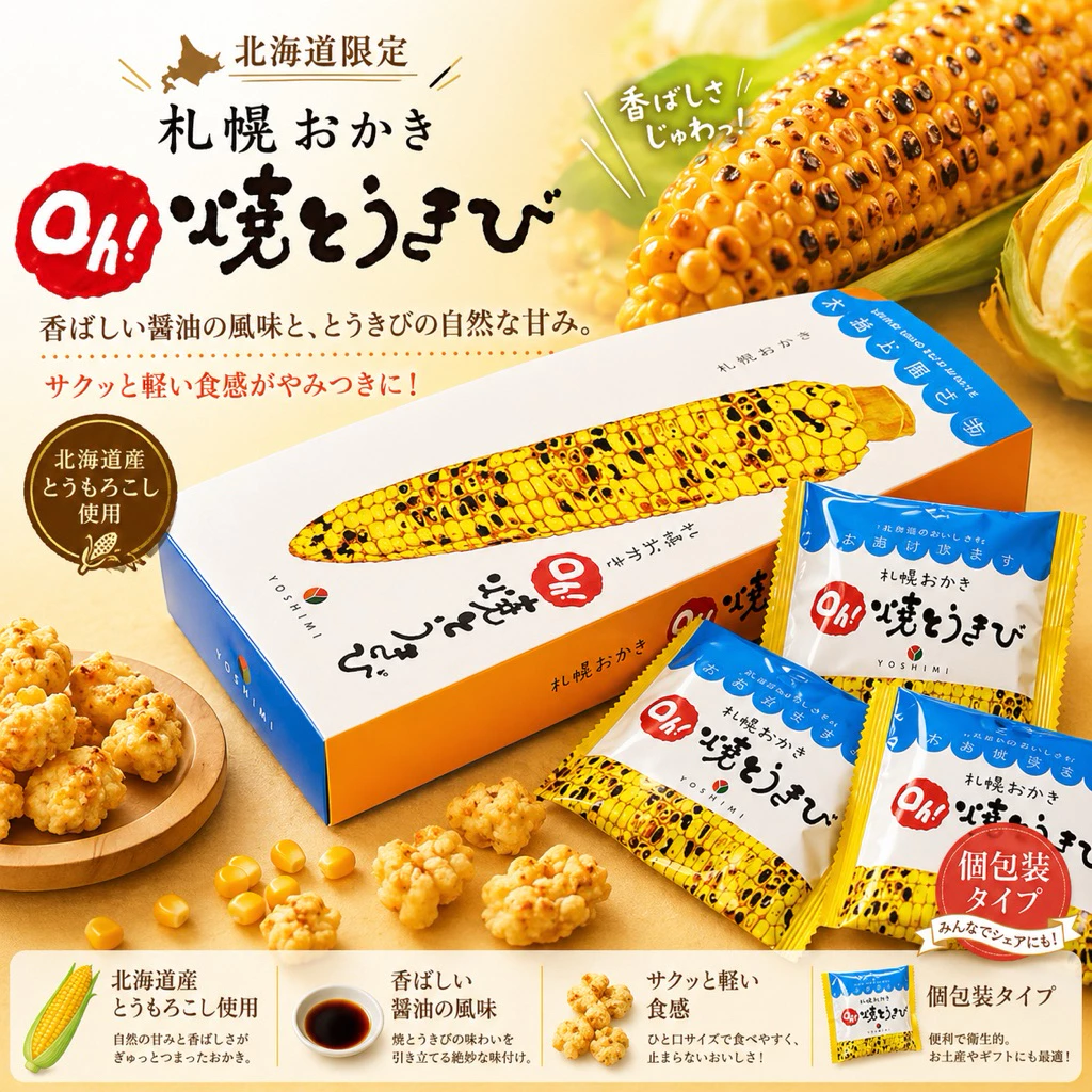 ขนมข้าวโพดย่างผสมข้าวพองอบกรอบ YOSHIMI Sapporo Okaki