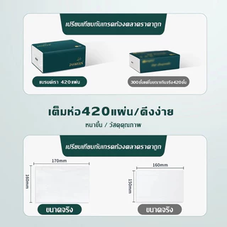 (10/20/40 ห่อ)JASMEEN กระดาษทิชชู่ กระดาษชำระ กระดาษเช็ดหน้า หนา 5 ชั้น 1ห่อ420 แผ่น เหนียวขาดยาก นุ่ม ไม่เป็นขุย