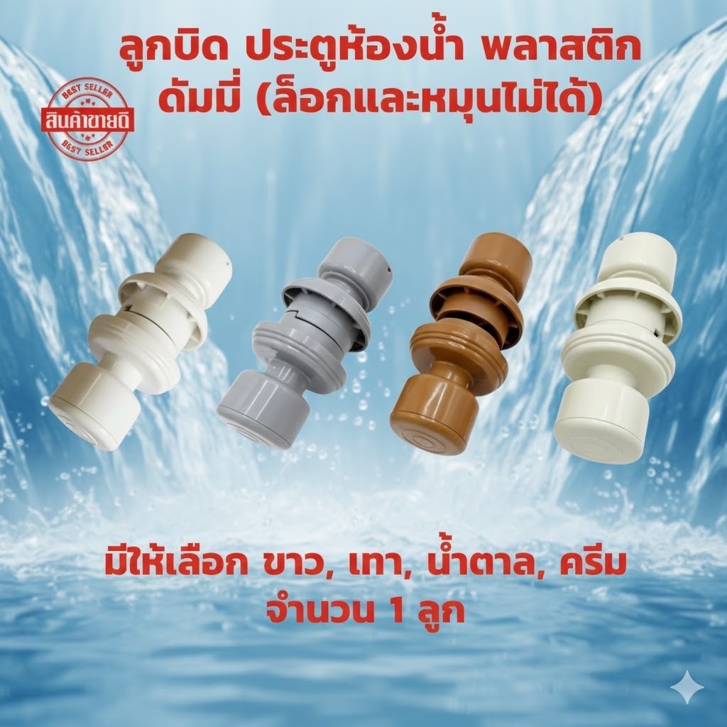 ลูกบิดประตูpvc มี ขาว เทา ครีม น้ำตาล ล๊อคไม่ได้ ทำจาก pvc แข็งแรงใช้งานสะดวก