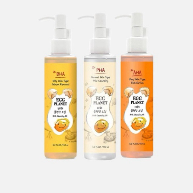 [ไลน์โปรตีนไข่] คลีนซิ่งออยล์ Egg Planet BHA / AHA / PHA Cleansing oil 150ml