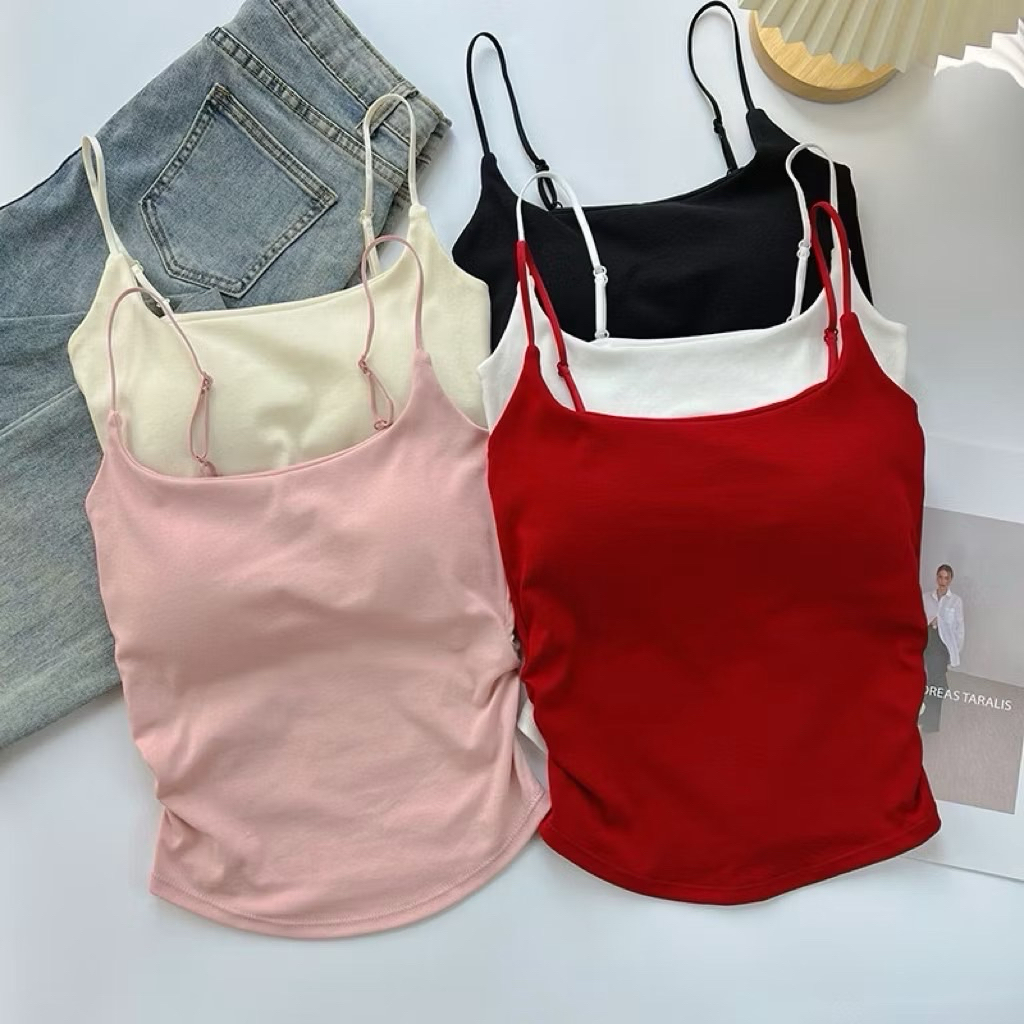 #45 -1เสื้อสายเดี่ยว ตัวยาว มีฟองน้ำ เย็บติด ฟรีไซต์ 32-38ab สีสวย ไร้ขอบ ใส่สบาย เสื้อ ผู้หญิง