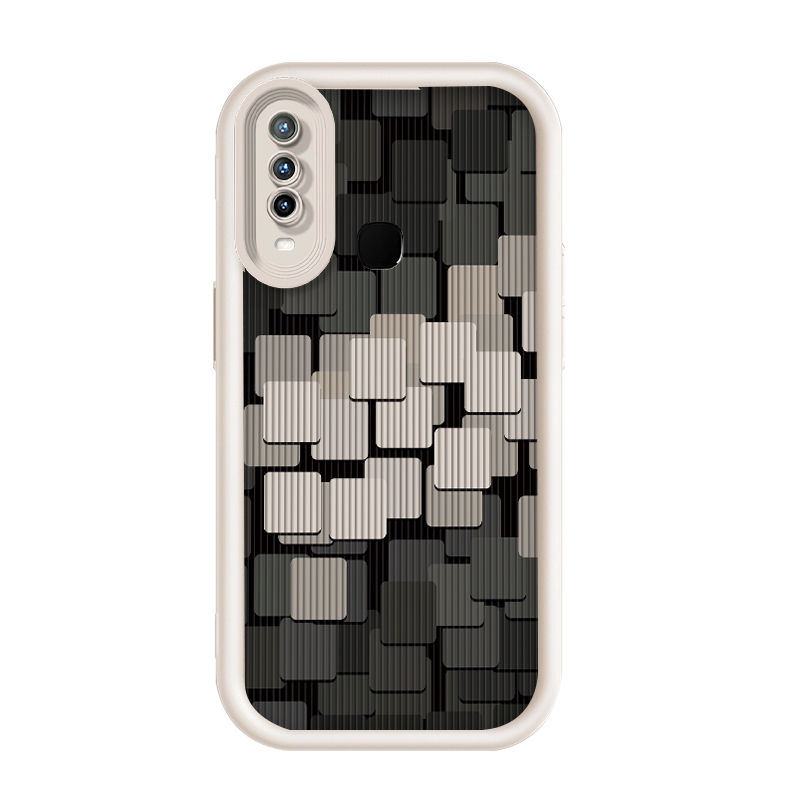 เข้ากันได้ Vivo Y17/Vivo Y12/Vivo U10/Vivo Y11 2019,กรณีโทรศัพท์แบบไม่ชนกัน Morandi Grey Geometry Cu