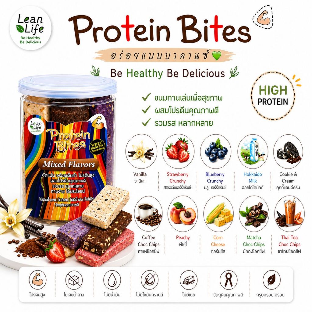 Protein BitesMixed Flavors *สินค้าแตกง่าย* : Leanlife