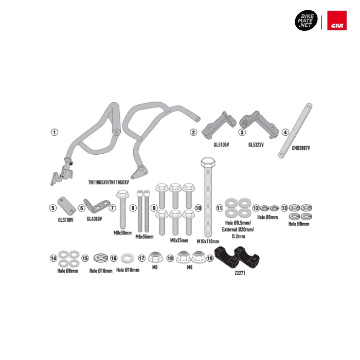 GIVI TN1196B Engine Guard for Honda NT1100 - อุปกรณ์ป้องกันเครื่องยนต์