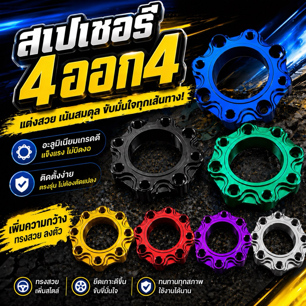 สเปเซอร์รองจาน แผ่นรองจาน 4รูออก4 CNC เวฟ110i/125s/เวฟ125R/เวฟ125i/เวฟ100s
