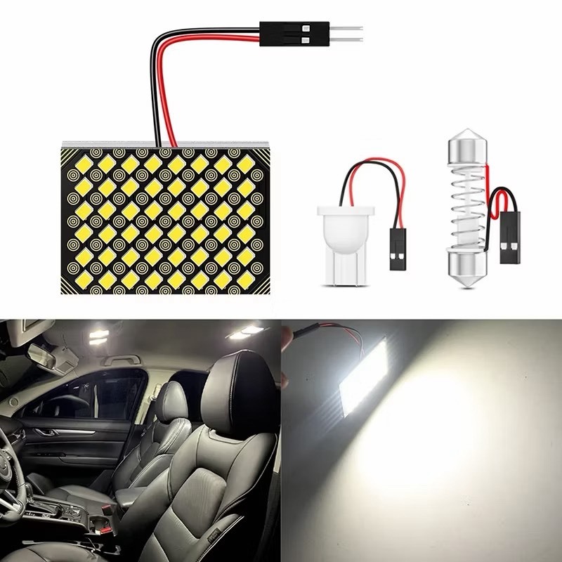 NEW ไฟเพดานรถยนต์ LED (สีขาว) รุ่นใหม่ ชิพ LED บอดี้ดำ 3030 24-48ชิพ SMD สว่างกว่าหลอดเดิม DC12V