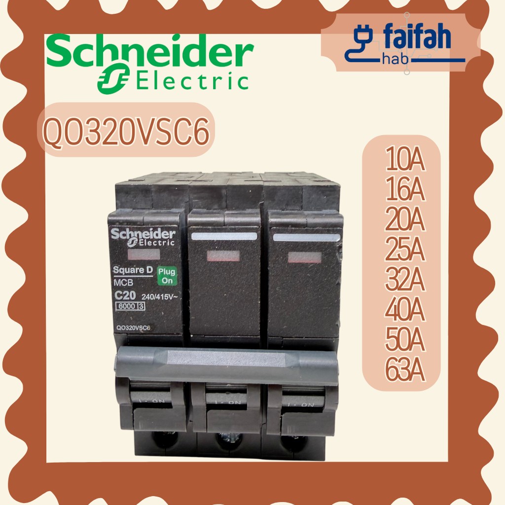 (สินค้ามือสอง สภาพเกรดA) (ยังไม่ได้เข้าสาย) เซอร์กิตเบรกเกอร์ลูกย่อย QO320VSC6 Schneider Electric