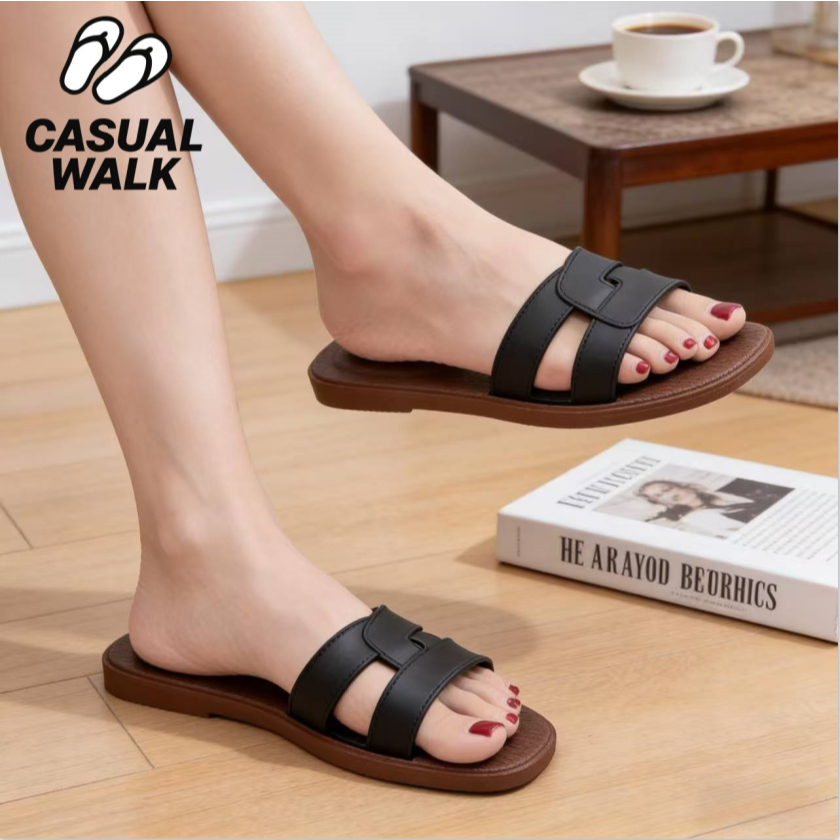 ✨ใหม่! CASUAL WALKรองเท้าแตะแฟชั่นผู้หญิงสไตล์มินิมอลหรู ดูแพง จับคู่ทุกลุคฤดูร้อน ราคา ถูกที่สุด ดีลบีเคเค