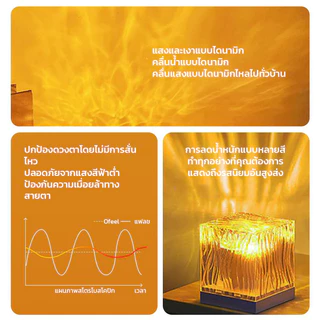 ไฟห้อง ไฟแต่งห้อง โคมไฟตั้งโต๊ะ โคมไฟหัวเตียง led โแสงระลอกน้ำ บรรยากาศโรแมนติกแสงไฟ สามารถปรับสีได้ 16 สี+รีโมทคอนโทรลอ