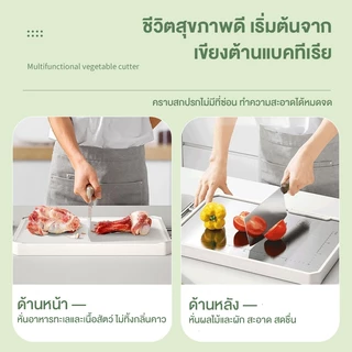 CAMEL เขียงสแตนเลส แขวน/ตั้ง2in1 ใช้ได้2ด้าน แยกดิบสุก PP+สแตนเลส304 กันเชื้อรา 99.9%