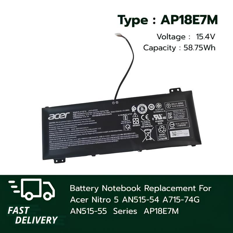 (ส่งฟรี ประกัน 1 ปี) แบตเตอรี่ โน๊ตบุ๊ค Battery for Acer Nitro 5 AN515-54 A715-74G AN515-55 AP18E7M Predator Helios 300