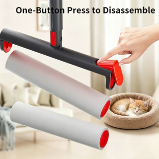 Long Handle Lint Roller ลูกกลิ้งกำจัดขนแมว เปลี่ยนกระดาษได้ Strong Adhesive Lint Roller ด้ามยาว กำจัดฝุ่นและขนสัตว์