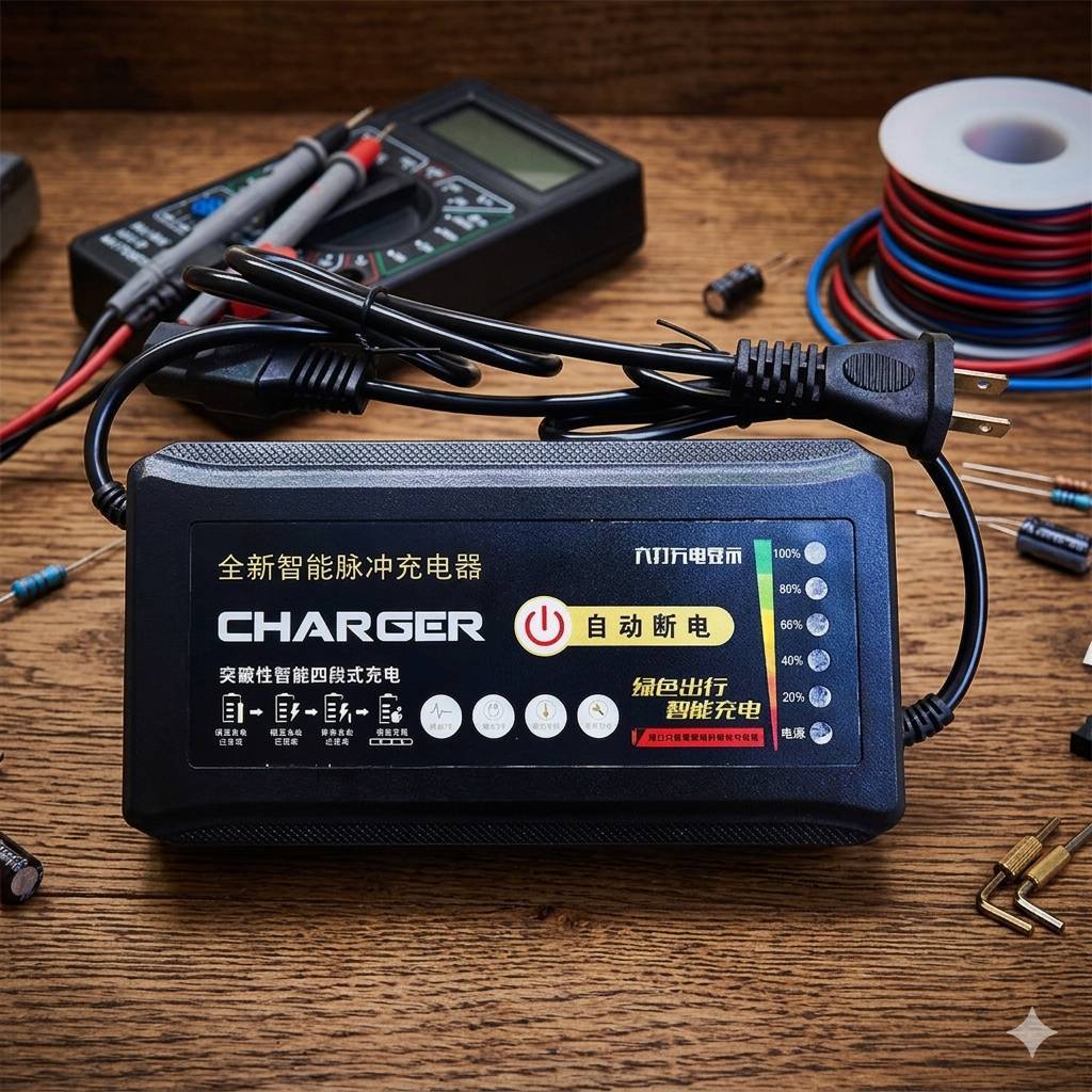 (ไฟ 6 ดวงรุ่นใหม่ล่าสุด) กล่องชาร์จจักรยานไฟฟ้า 48v20ah **มีรับประกัน**/มีระบบตัดไฟเมื่อแบตเต็ม