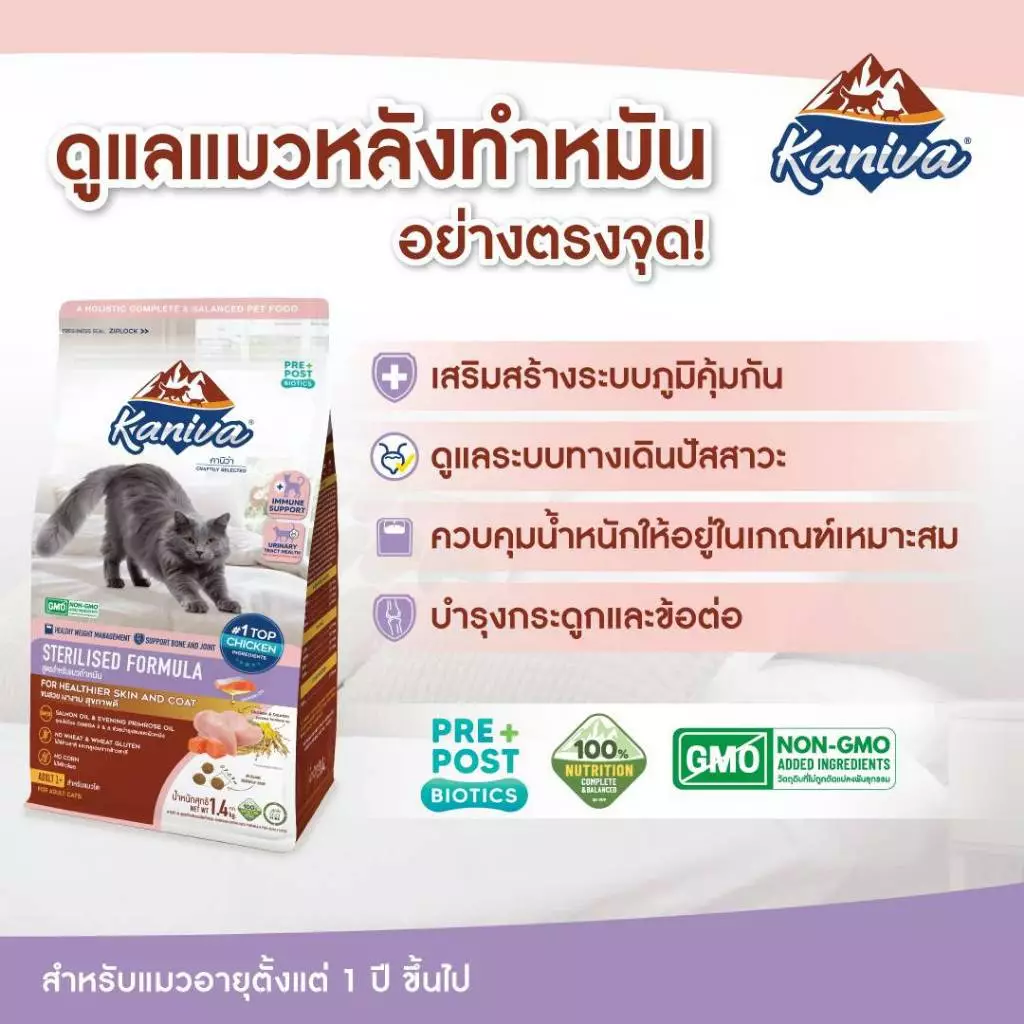Kaniva อาหารแมว สูตรโฮลิสติก เกรนฟรี บำรุงขนผิวหนัง 1-1.5 kg thumbnail 8