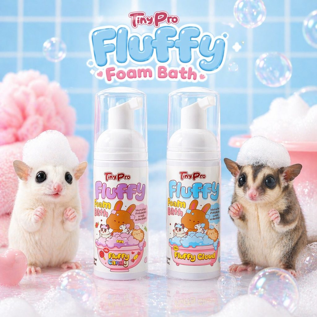 Fluffy Foam Bath โฟมอาบน้ำแห้งสำหรับสัตว์เลี้ยงเล็กExoticpet สะอาดหอมพร้อมบำรุง ชูการ์ ชูการ์ไกรเดอร์ แฮมเตอร์