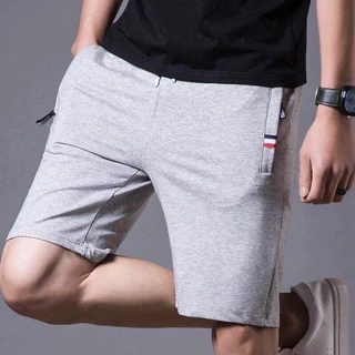 กางเกงขาสั้นผู้ชาย กางเกงขาสั้นเอวยืด หลวม เอวยางยืดเชือกผูก With zipped pockets ระบายอากาศ สบาย