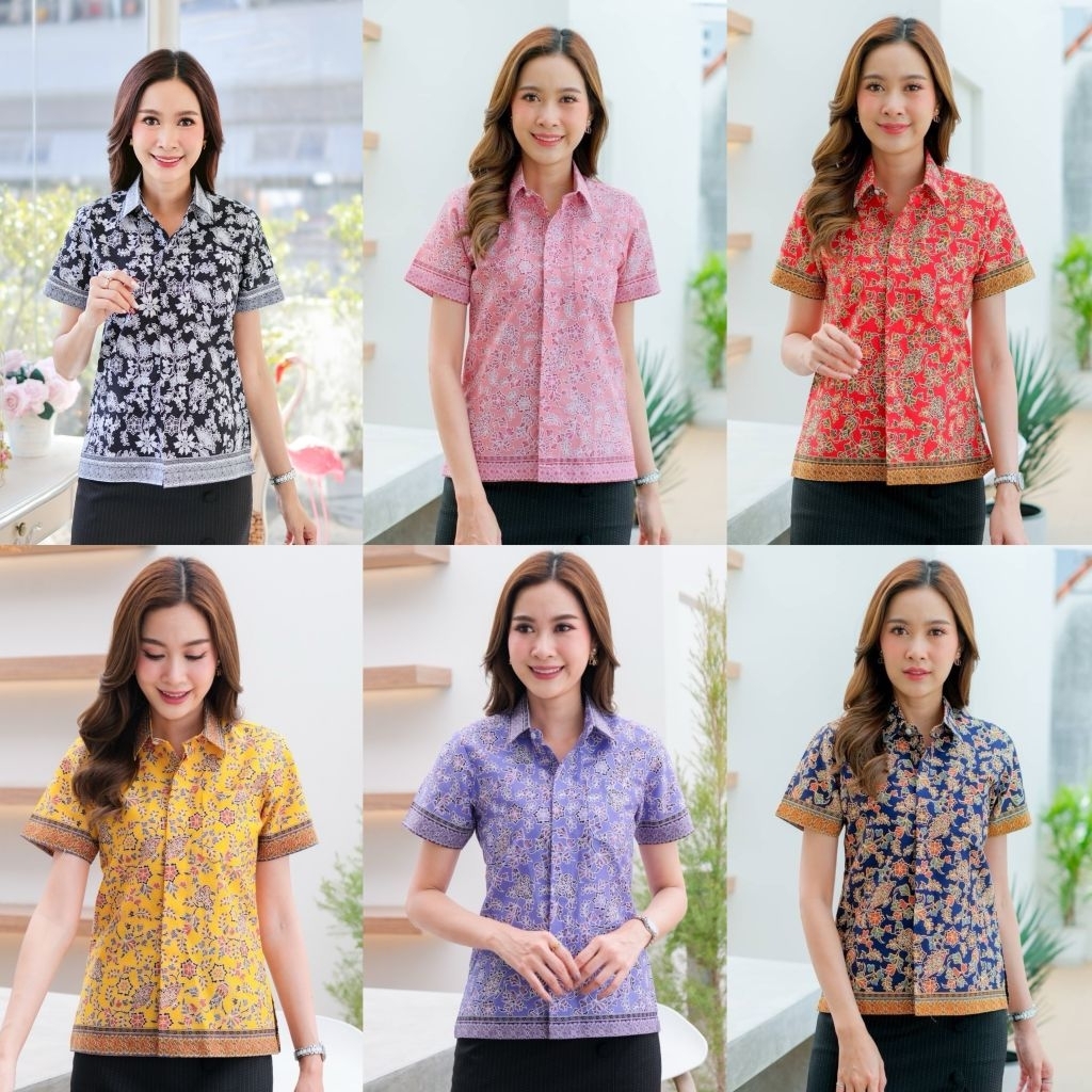 เสื้อเชิ้ตหญิง เสื้อลายปาเต๊ะ ชุดผ้าไทย เสื้อทีม