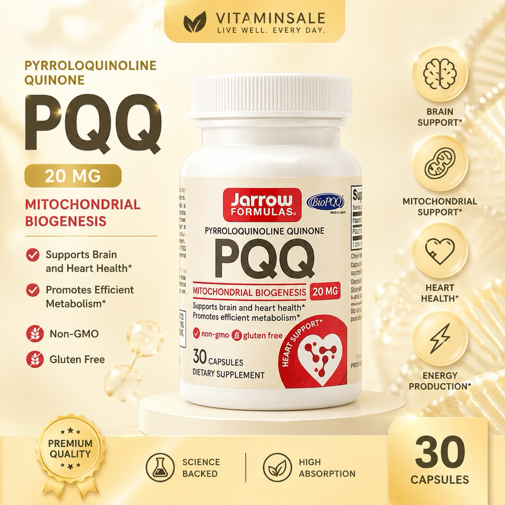 Jarrow PQQ 20mg 30 แคปซูล พีคิวคิวสารอาหารชีวภาพ เสริมสุขภาพเซลล์และพลังงาน