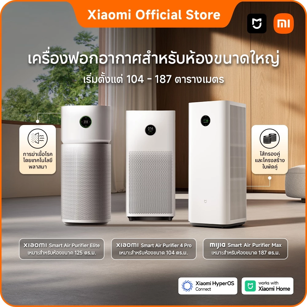Xiaomi Mijia Smart Air Purifier Elite/Max/4 Pro | เครื่องฟอกอากาศ กรอง PM2.5 กำจัดกลิ่นไม่พึงประสงค์และควันบุหรี่มือสอง