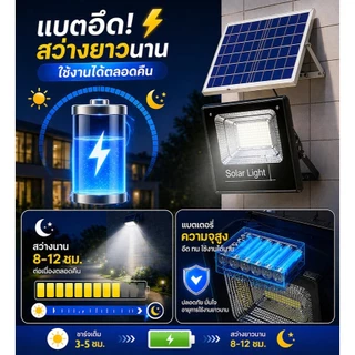 jd ไฟโซล่าเซลล์ กันน้ำก ลางแจ้ง IP67 ไฟแคมป์ปิ้งไฟติดผนัง สปอร์ตไลท์ ไฟLED cell ไฟอัตโนมัติ solar light